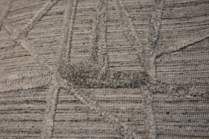 Grey, Silver Hand-Knotted Indian Wool Area Rug - 8x10 - Image 2