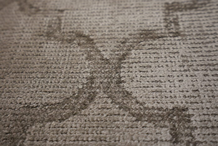 Beige, Grey Hand-Knotted Indian Viscose Area Rug - 8x10 - Image 2