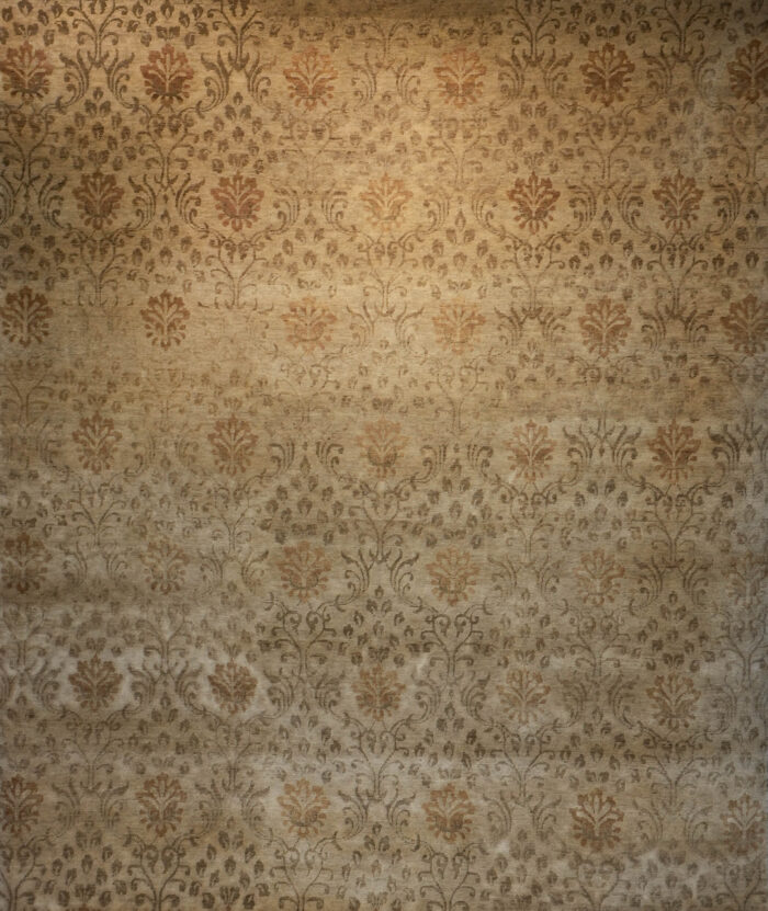 Beige, Rust Hand-Knotted Indian Wool Area Rug - 8x10