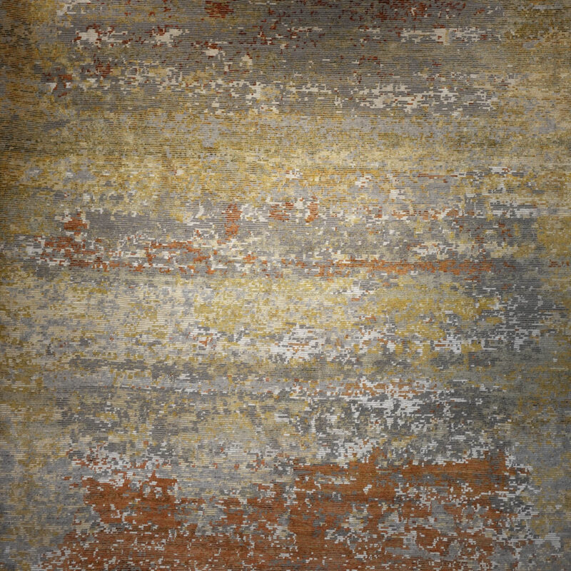 Yellow, red, grey oriental rug