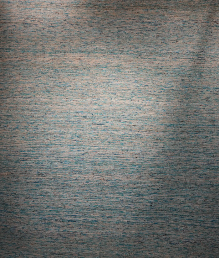 teal and grey hand-knotted area rug